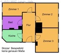 westlich vom Zentrum im Grünen, helle 3-Raum-Wohnung, ruhige Lage, DSL  technisch verfügbar 264597