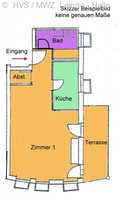 :-)große und helle 1 Zimmer Wohnung mit großer Terrasse und separater Küche, parkähnliche Wohnanlage 243649