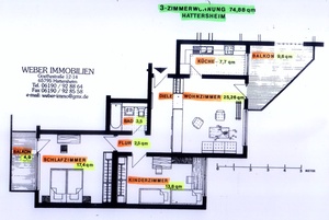 Großzügige und helle 3 ZKB, teilsaniert in 2002 mit moderner EBK, 2 Balkone + Stellplatz 76178