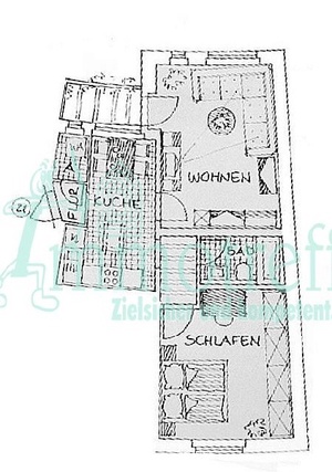 2-Raum-Wohnung im 2. Obergeschoss mit Balkon 39490