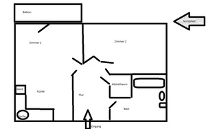 Gemütliche 2-Raum-Wohnung von Privat 70467
