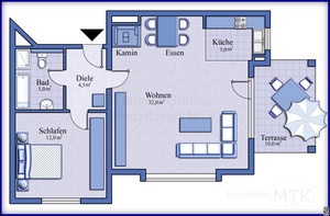 Elegante 2-Zi. Wohnung mit EBK, Kamin und Garten in Bestlage Hattersheim!!  66319