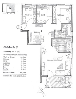 4 Zimmer, Küche, Bad, Balkon 18571