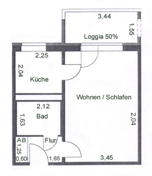 1 Zimmer zur Nachmiete mit neuwertigen Küchenschränken 57990