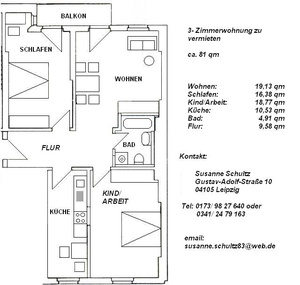 3-Zimmerwohnung mit Balkon, provisionsfrei, nähe Rosental, Zentrum Nord-West (Waldstraßenviertel) 26290