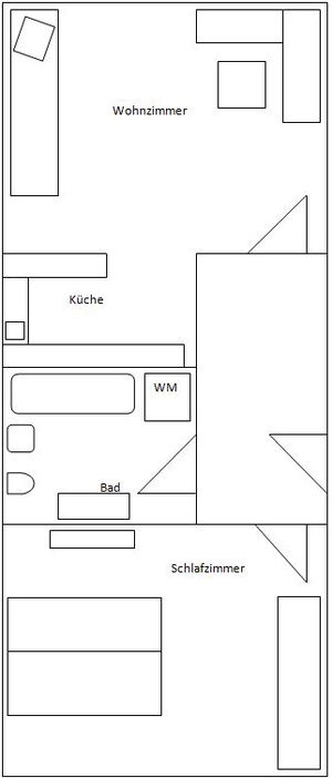 Klasse 2-Raum-Wohnung mit offener Einbauküche! 62134