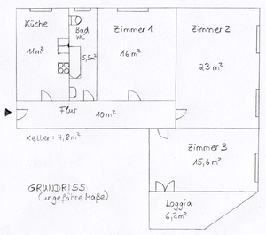 3-Raum-Altbauwohnung mit Loggia+EBK 15534