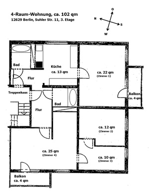 BERLIN: 4-Zimmer-Wohnung mit 2 Bädern 2749