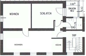 520 warm!! 5 Min zu Fuß zur Stadtmitte! schöne helle 74qm/ Wohnküche/ 2 Schlafzimmer/ Wannenbad/ Balkon 156003