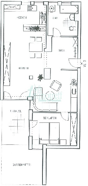 2-Raum-Wohnung im Erdgeschoss mit Terrasse und Gartenanteil 32441