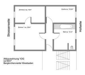 2 Zimmer Altbauwohnung Wiesbaden Bergkirchenviertel 23601