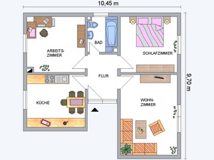 Niederdorfelden. Gepflegte Wohnung mit schicker Einbauküche und Garagenplatz. Bahn: 8 Gehminuten. 679652